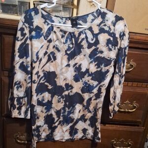 Ann Taylor Navy and Beige Blouse